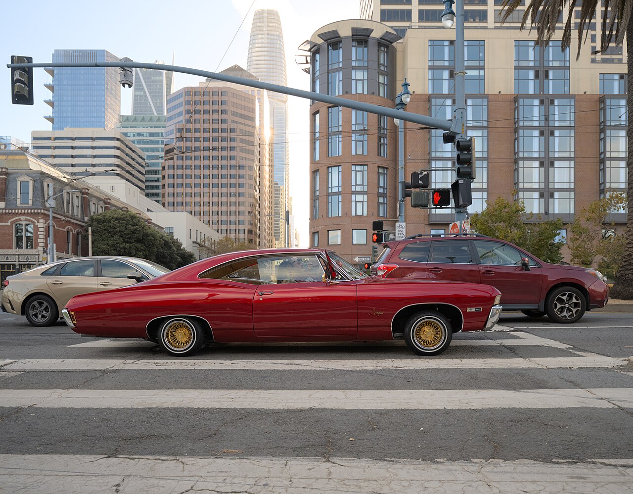 Chevy Impala lowrider cruising the Embarcadero in San Francisco