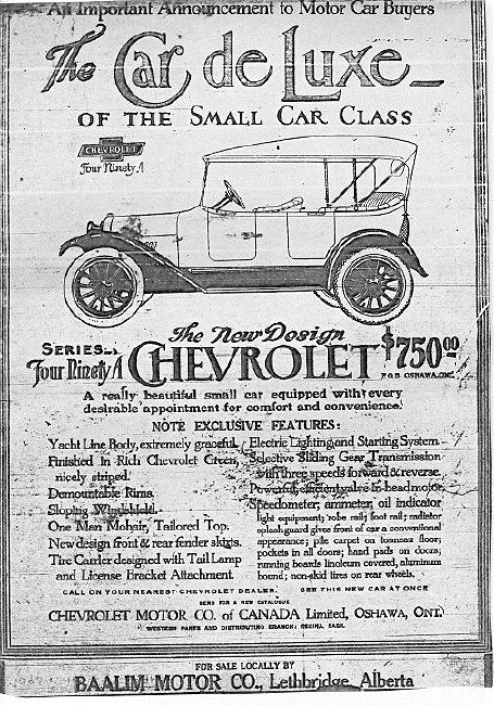 Vintage Chevrolet advertisement from 1917
